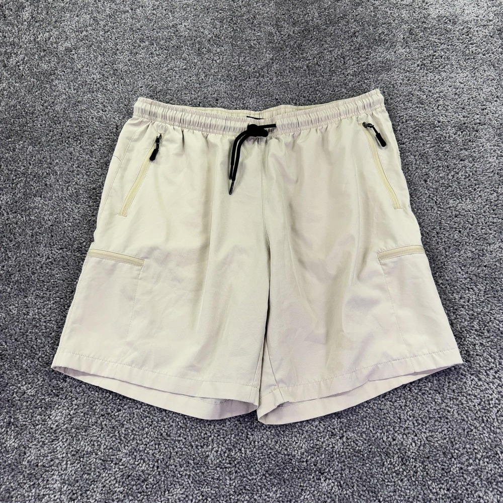 SANTINY Shorts Mens XL Beige Stretch Hiking Quick Dry Drawstring Pockets